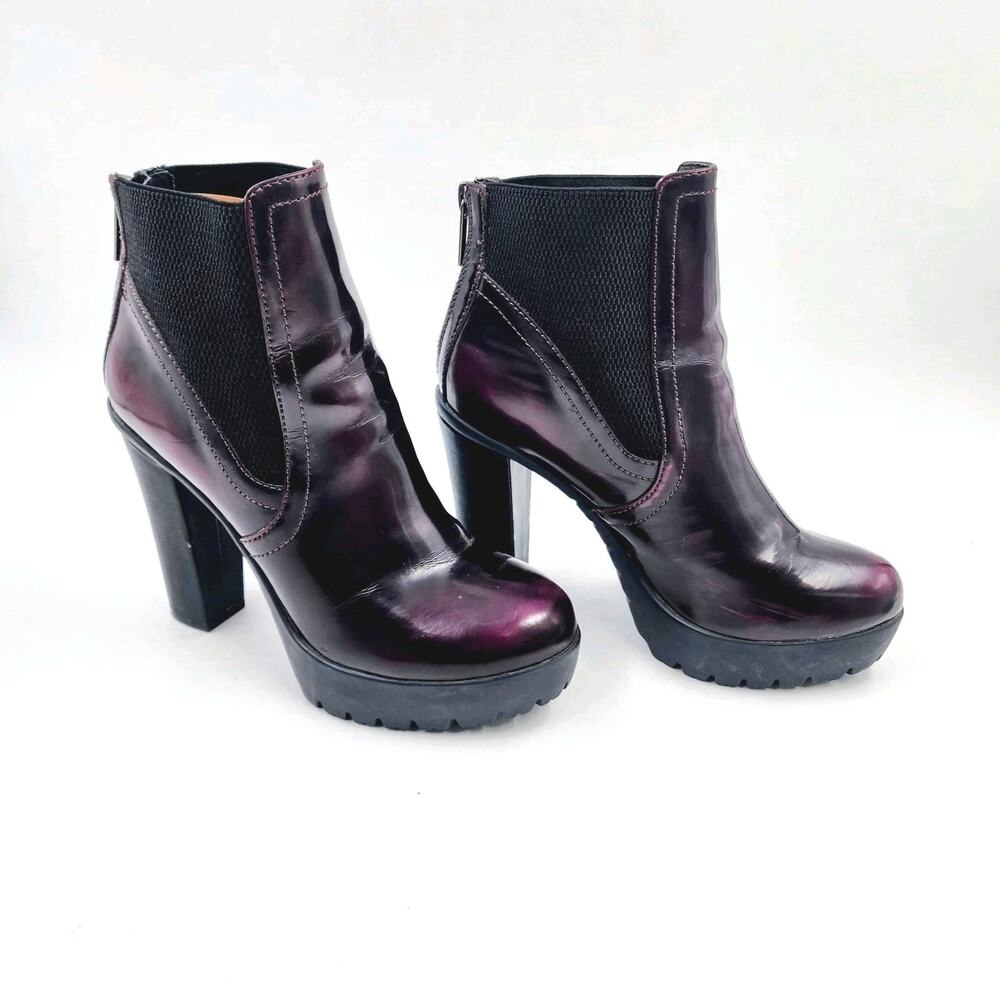Steve Madden Amanda Boots Burgandy Lug Bottom Platform Chunky Womens Size 7.5